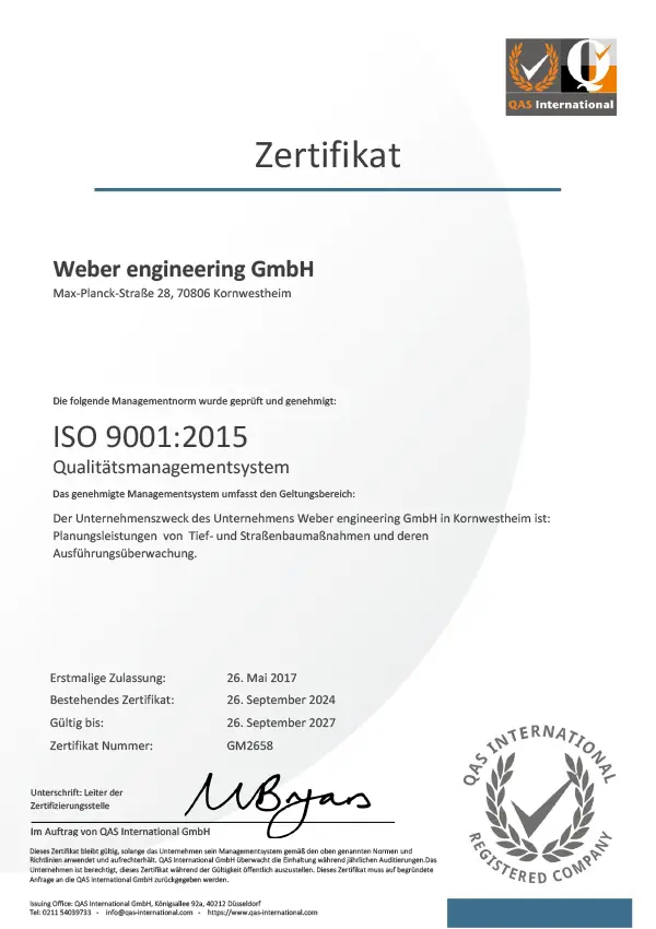 QAS International ISO 9001:2015 Qualitätsmanagementsystem